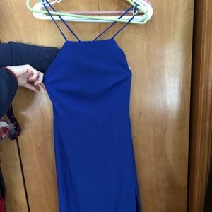 Only worn once long blue dress. Small.
